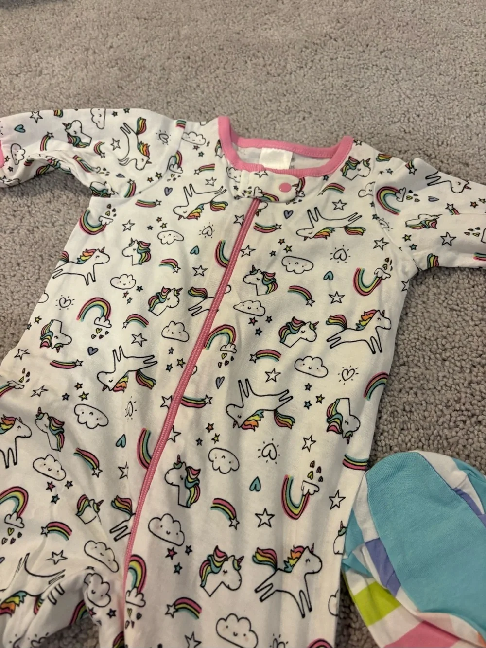 Onesies® Pink Rainbow Print Footed One-Piece for Kids